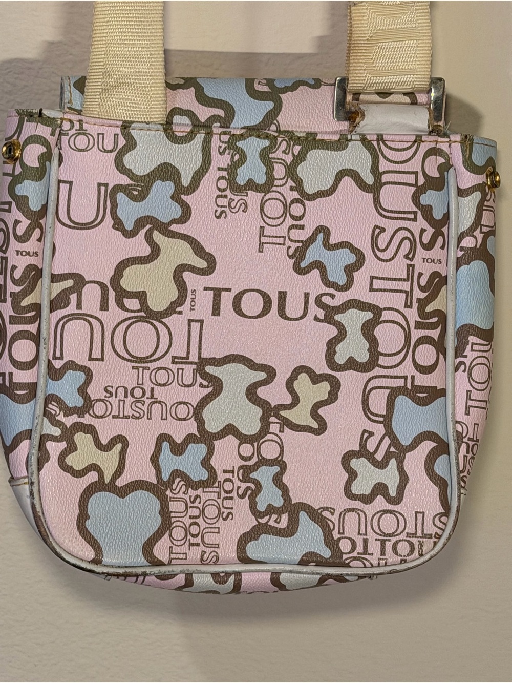 Tous Pink Patterned Crossbody Bag with Beige Strap - Picture 11 of 12